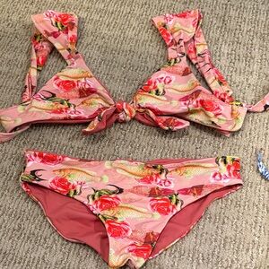 Floral Fish Print Bikini Set